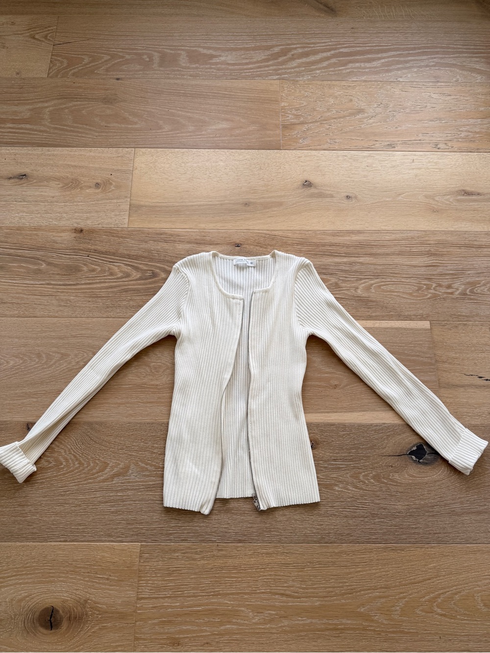 Women’s 12th Tribe Cream Ribbed Open-Front Women's Sweater M